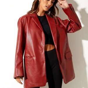 Motel Rocks Red Leather Blazer